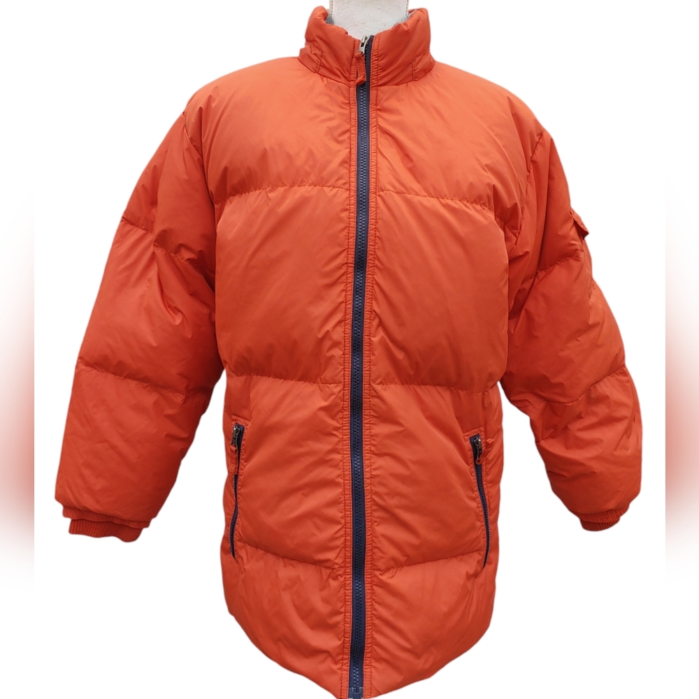 Gap Kids Puffer Jacket XXL Boys Hunter Orange Five Pockets Toggles Knit …